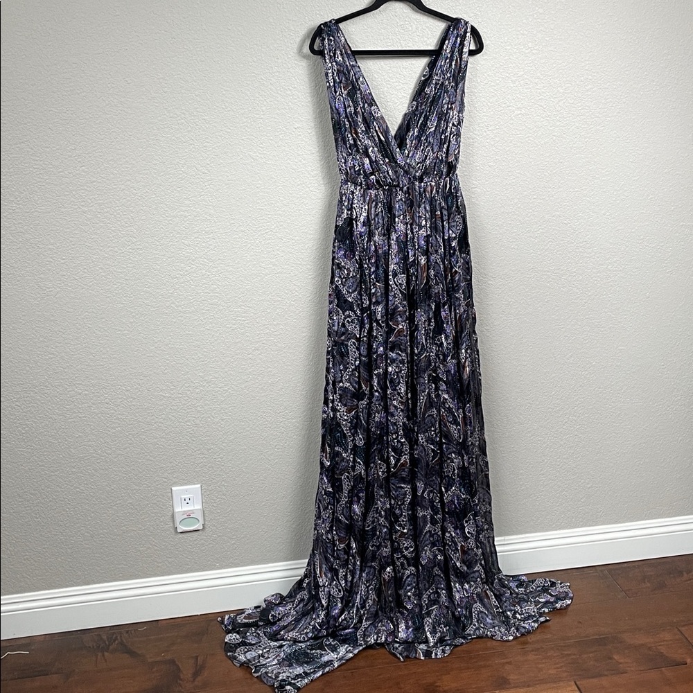 NWT Etro Runway Silk Paisley Deep V Maxi Dress Gown Sz 40 - Picture 4 of 16